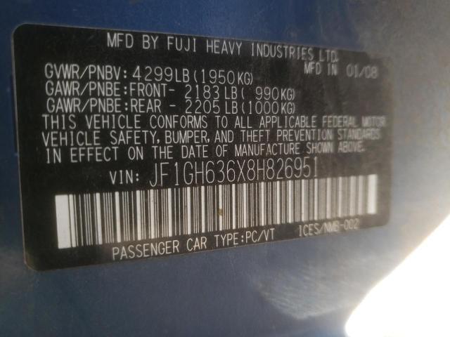 Photo 10 from auction – 2008 SUBARU IMPREZA OU with VIN JF1GH636X8H826951