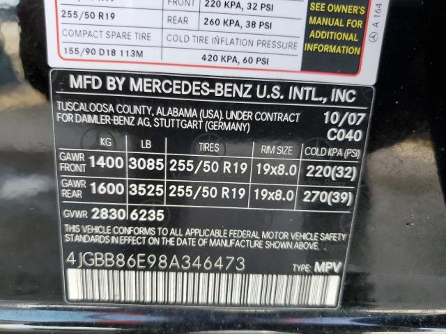 Photo 10 from auction – 2008 MERCEDES-BENZ ML 350 with VIN 4JGBB86E98A346473