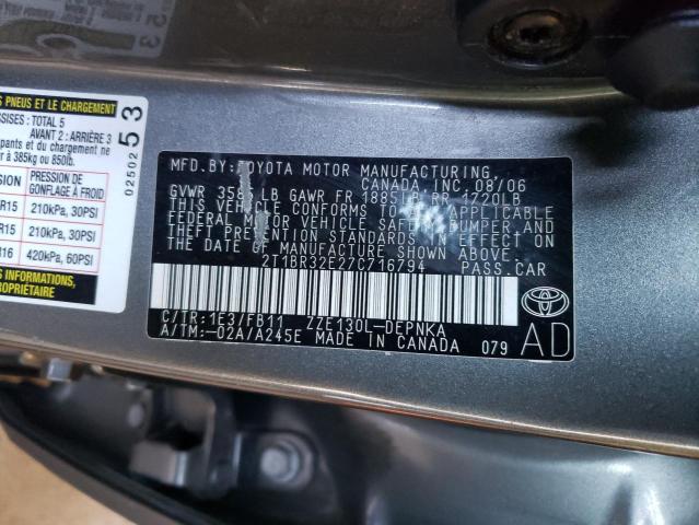 Photo 10 from auction – 2007 TOYOTA COROLLA CE with VIN 2T1BR32E27C716794