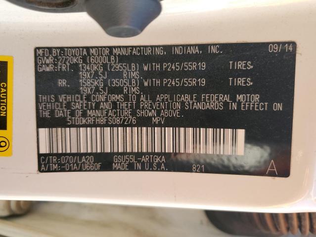 Photo 10 from auction – 2015 TOYOTA HIGHLANDER with VIN 5TDDKRFH8FS087276