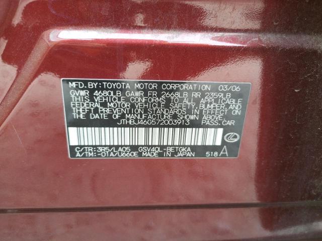 Photo 10 from auction – 2007 LEXUS ES 350 with VIN JTHBJ46G572003913