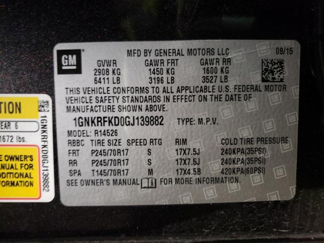 Photo 10 from auction – 2016 CHEVROLET TRAVERSE L with VIN 1GNKRFKD0GJ139882