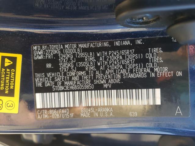 Photo 10 from auction – 2011 TOYOTA HIGHLANDER with VIN 5TDBK3EH6BS059850