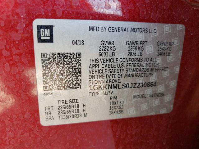 Photo 10 from auction – 2018 GMC ACADIA SLT with VIN 1GKKNMLS0JZ230864