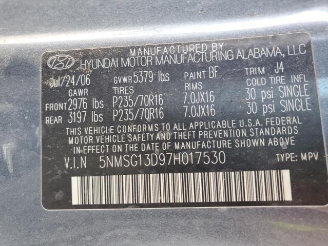 Zdjęcie 10 z aukcji – 2007 HYUNDAI SANTA FE G z VIN 5NMSG13D97H017530