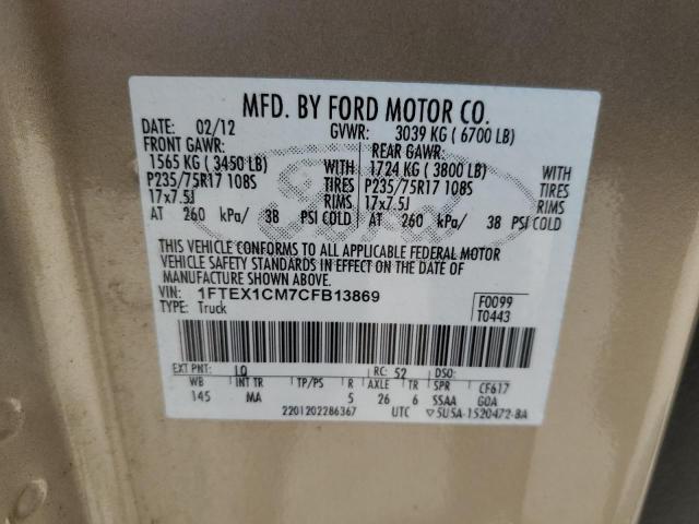 Photo 10 from auction – 2012 FORD F150 SUPER with VIN 1FTEX1CM7CFB13869