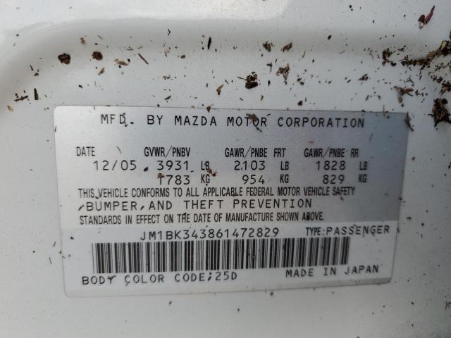 Photo 10 from auction – 2006 MAZDA 3 HATCHBAC with VIN JM1BK343861472829
