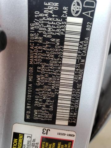 Photo 10 from auction – 2010 TOYOTA COROLLA BA with VIN 2T1BU4EE2AC472023