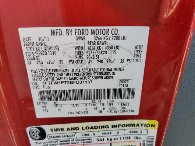 Photo 10 from auction – 2011 FORD F150 SUPER with VIN 1FTFW1ET2BFD07137