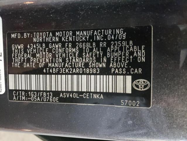 Photo 10 from auction – 2010 TOYOTA CAMRY BASE with VIN 4T4BF3EK2AR018983