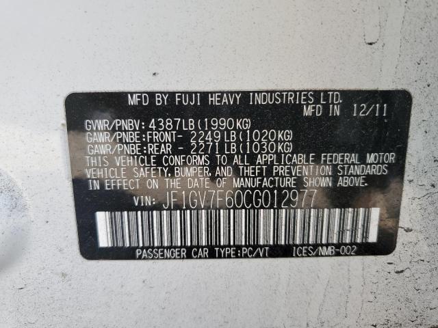 Photo 10 from auction – 2012 SUBARU IMPREZA WR with VIN JF1GV7F60CG012977