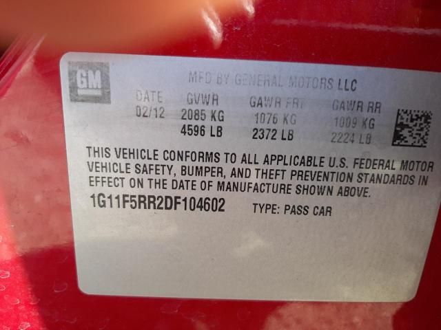 Photo 10 from auction – 2013 CHEVROLET MALIBU 2LT with VIN 1G11F5RR2DF104602