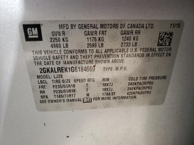 Photo 10 from auction – 2016 GMC TERRAIN DE with VIN 2GKALREK1G6184669