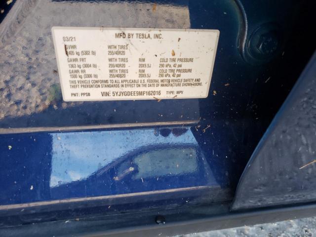 Photo 10 from auction – 2021 TESLA MODEL Y with VIN 5YJYGDEE9MF162016