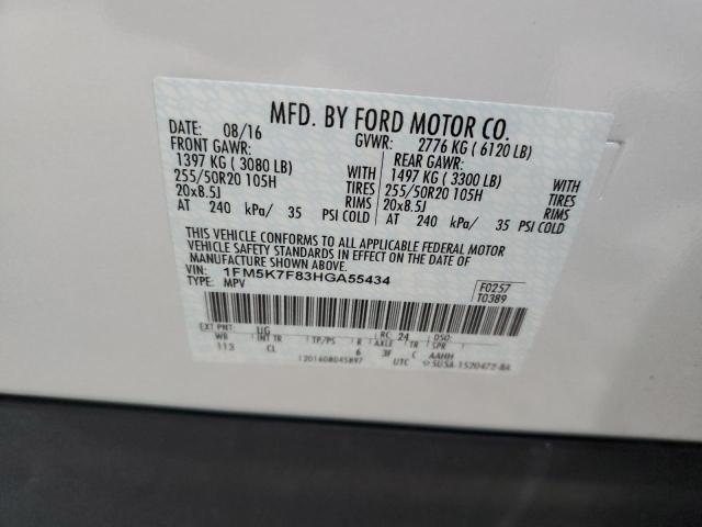 Photo 10 from auction – 2017 FORD EXPLORER L with VIN 1FM5K7F83HGA55434