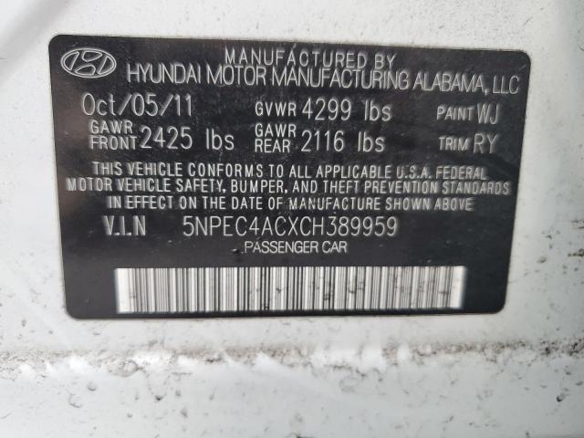 Photo 10 from auction – 2012 HYUNDAI SONATA SE with VIN 5NPEC4ACXCH389959