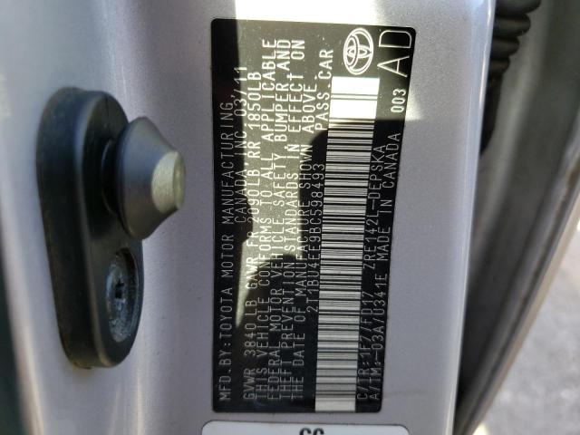 Photo 10 from auction – 2011 TOYOTA COROLLA BA with VIN 2T1BU4EE9BC598493