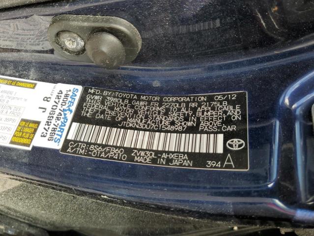 Photo 10 from auction – 2012 TOYOTA PRIUS with VIN JTDKN3DU7C1548987
