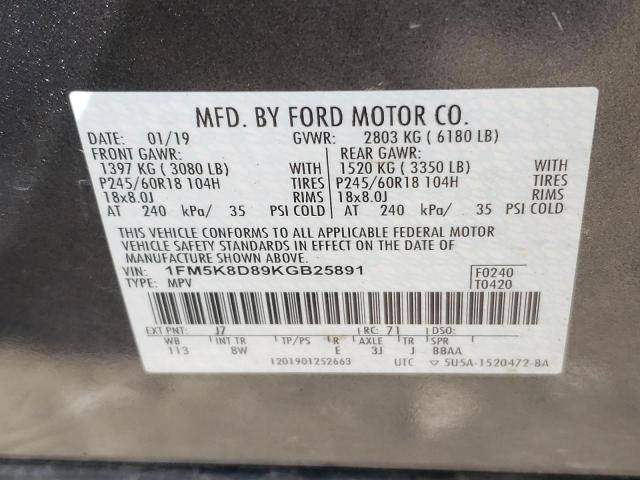 Photo 10 from auction – 2019 FORD EXPLORER X with VIN 1FM5K8D89KGB25891
