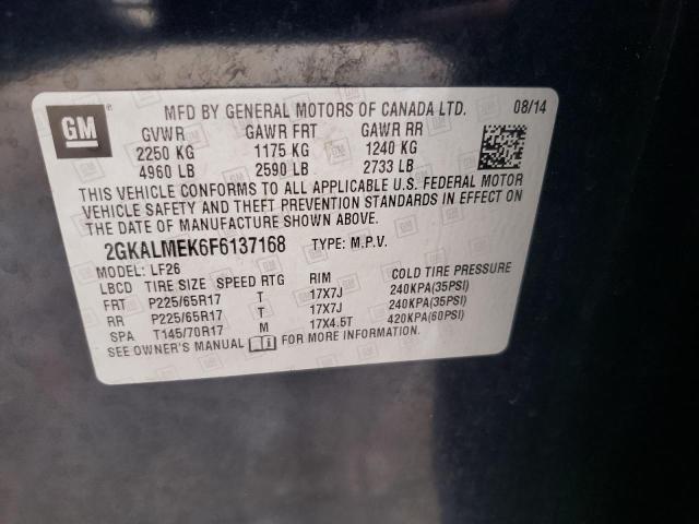 Photo 10 from auction – 2015 GMC TERRAIN SL with VIN 2GKALMEK6F6137168
