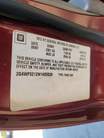 Photo 10 from auction – 1998 BUICK REGAL GS with VIN 2G4WF5212W1425529