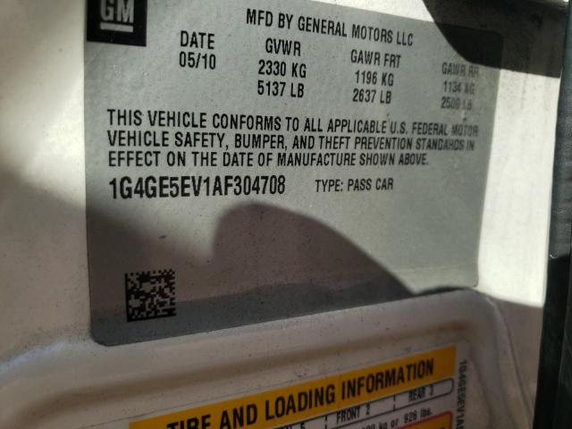 Photo 10 from auction – 2010 BUICK LACROSSE C with VIN 1G4GE5EV1AF304708