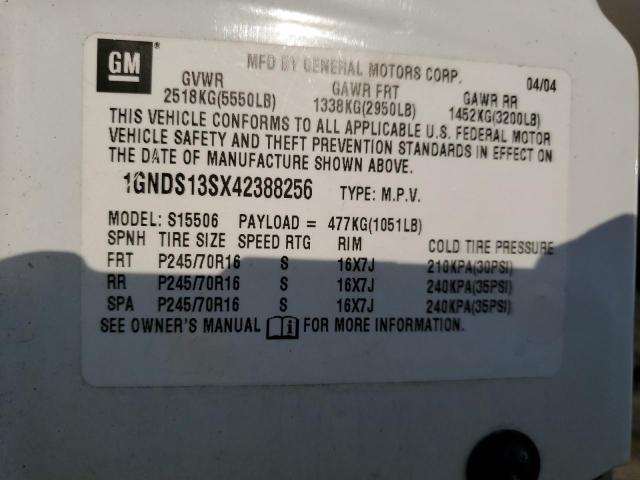 Photo 10 from auction – 2004 CHEVROLET TRAILBLAZE with VIN 1GNDS13SX42388256