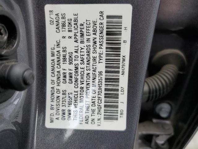 Photo 10 from auction – 2018 HONDA CIVIC EX with VIN 2HGFC2F70JH535796