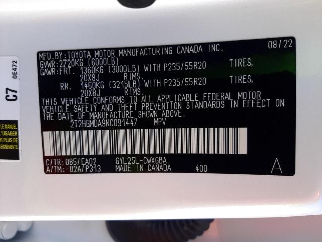 Photo 10 from auction – 2022 LEXUS RX 450H with VIN 2T2HGMDA9NC091447