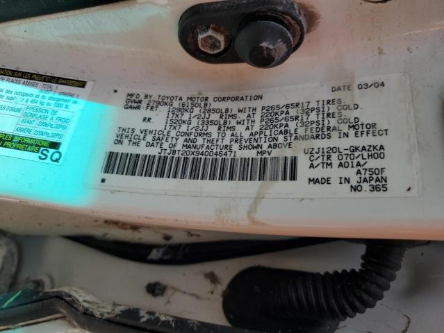 Photo 10 from auction – 2004 LEXUS GX 470 with VIN JTJBT20X940046471