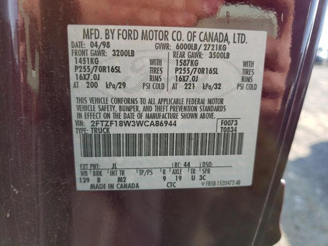Photo 10 from auction – 1998 FORD F150 with VIN 2FTZF18W3WCA86944