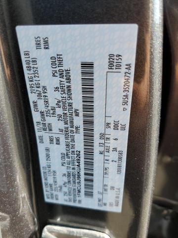 Photo 10 from auction – 2019 FORD ESCAPE TIT with VIN 1FMCU9J96KUA49262