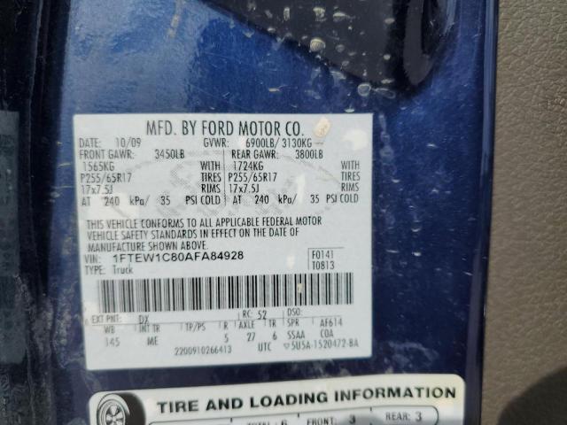 Photo 10 from auction – 2010 FORD F150 SUPER with VIN 1FTEW1C80AFA84928