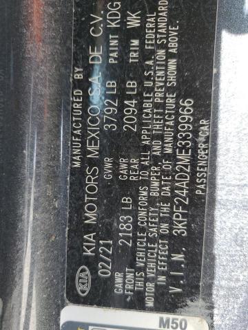 Photo 10 from auction – 2021 KIA FORTE FE with VIN 3KPF24AD2ME339966