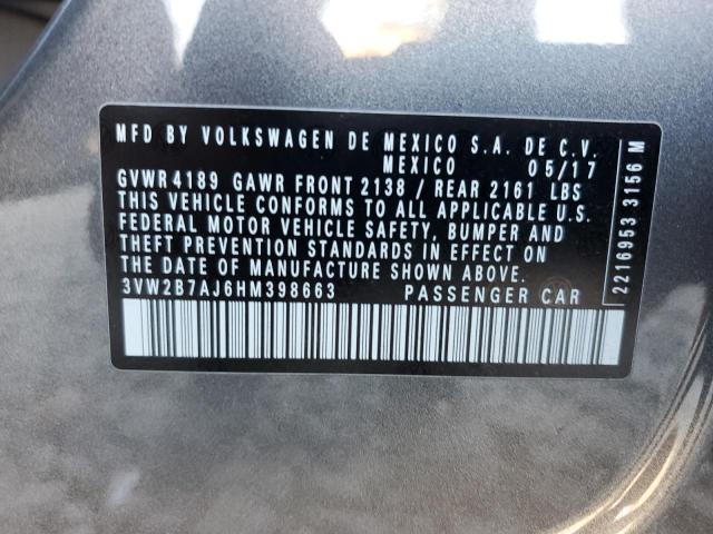 Photo 10 from auction – 2017 VOLKSWAGEN JETTA S with VIN 3VW2B7AJ6HM398663
