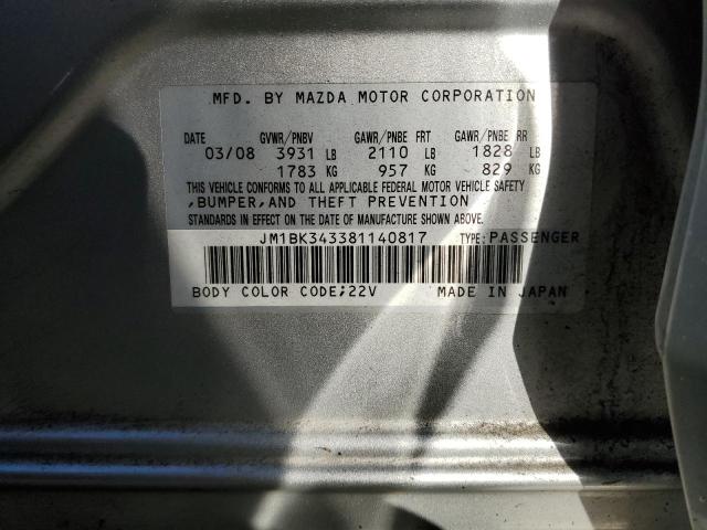 Photo 10 from auction – 2008 MAZDA 3 HATCHBAC with VIN JM1BK343381140817