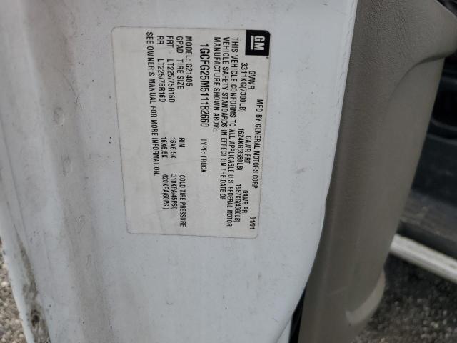 Photo 10 from auction – 2001 CHEVROLET EXPRESS G2 with VIN 1GCFG25M511182660