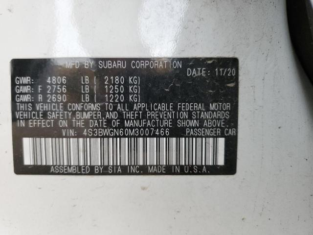 Photo 10 from auction – 2021 SUBARU LEGACY LIM with VIN 4S3BWGN60M3007466