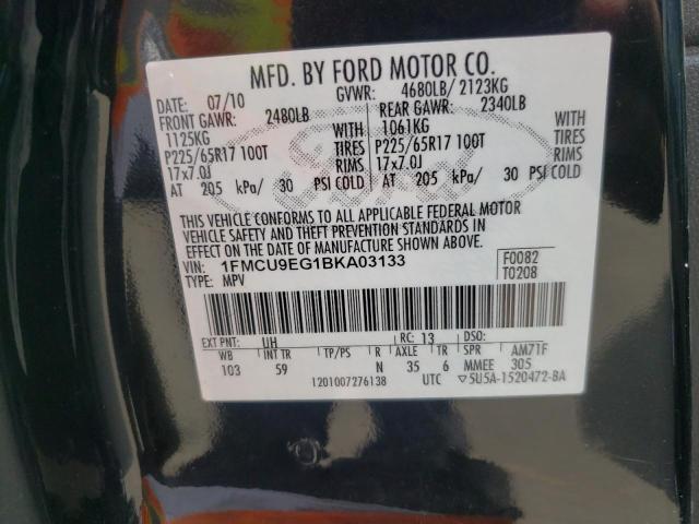 Photo 10 from auction – 2011 FORD ESCAPE LIM with VIN 1FMCU9EG1BKA03133