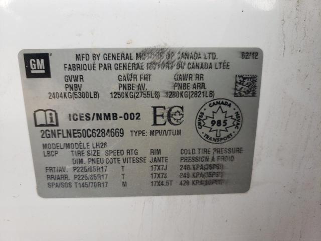 Photo 10 from auction – 2012 CHEVROLET EQUINOX LT with VIN 2GNFLNE50C6284669