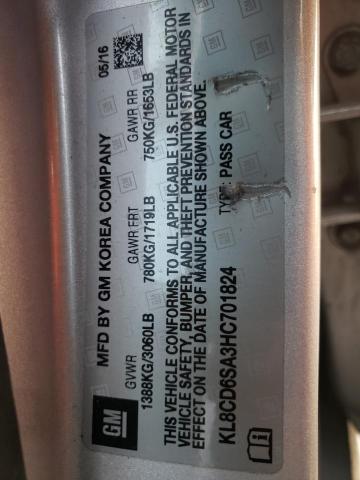 Photo 10 from auction – 2017 CHEVROLET SPARK 1LT with VIN KL8CD6SA3HC701824
