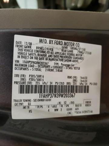 Photo 10 from auction – 2009 FORD FOCUS SEL with VIN 1FAHP37N39W203367