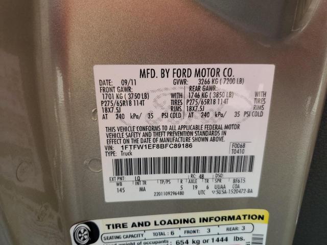 Photo 10 from auction – 2011 FORD F150 SUPER with VIN 1FTFW1EF8BFC89186