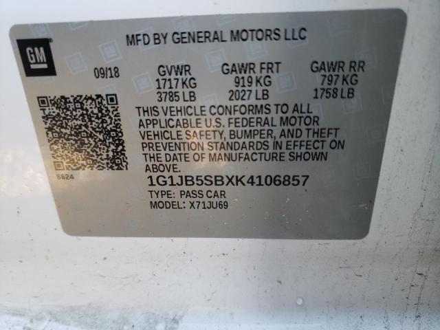 Photo 10 from auction – 2019 CHEVROLET SONIC LS with VIN 1G1JB5SBXK4106857