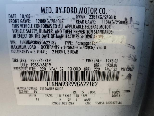 Photo 10 from auction – 2009 LINCOLN MKS with VIN 1LNHM93R99G622182