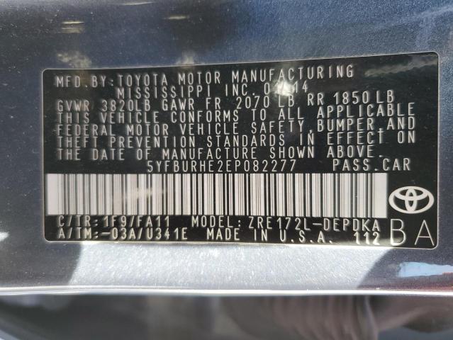 Photo 10 from auction – 2014 TOYOTA COROLLA L with VIN 5YFBURHE2EP082277
