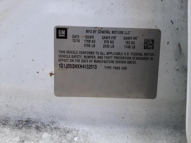 Photo 10 from auction – 2017 CHEVROLET SONIC LT with VIN 1G1JD5SHXH4132513