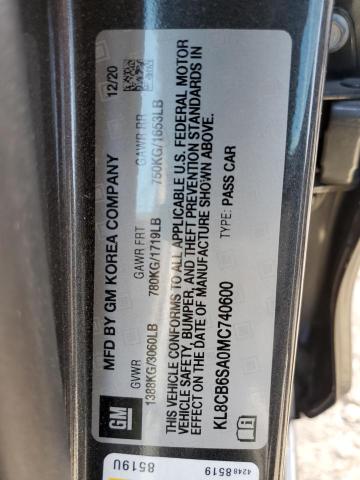 Photo 10 from auction – 2021 CHEVROLET SPARK LS with VIN KL8CB6SA0MC740600