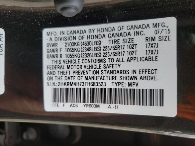 Photo 10 from auction – 2015 HONDA CR-V EXL with VIN 2HKRM4H73FH683523