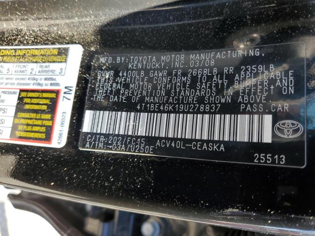 Photo 10 from auction – 2009 TOYOTA CAMRY BASE with VIN 4T1BE46K19U278837